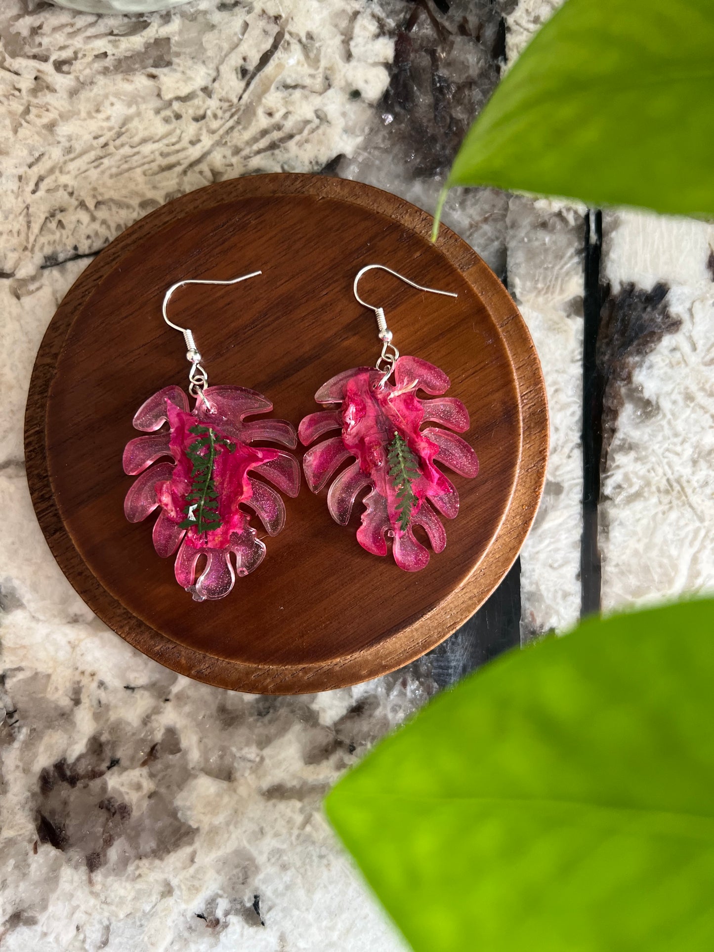Bougainvillea & Fern 🌿Earrings