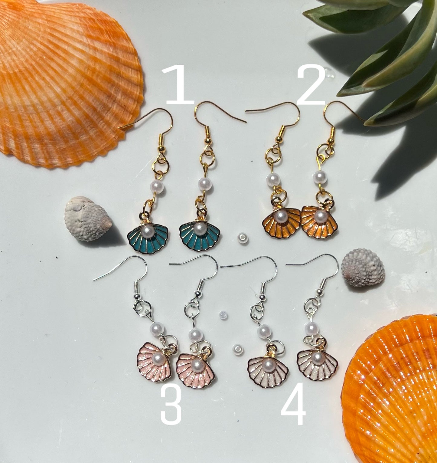 Seashell 🐚 Pearl Earrings 🪼🐠
