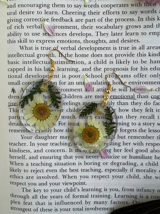 Oval Daisy Fern Earrings 🌿