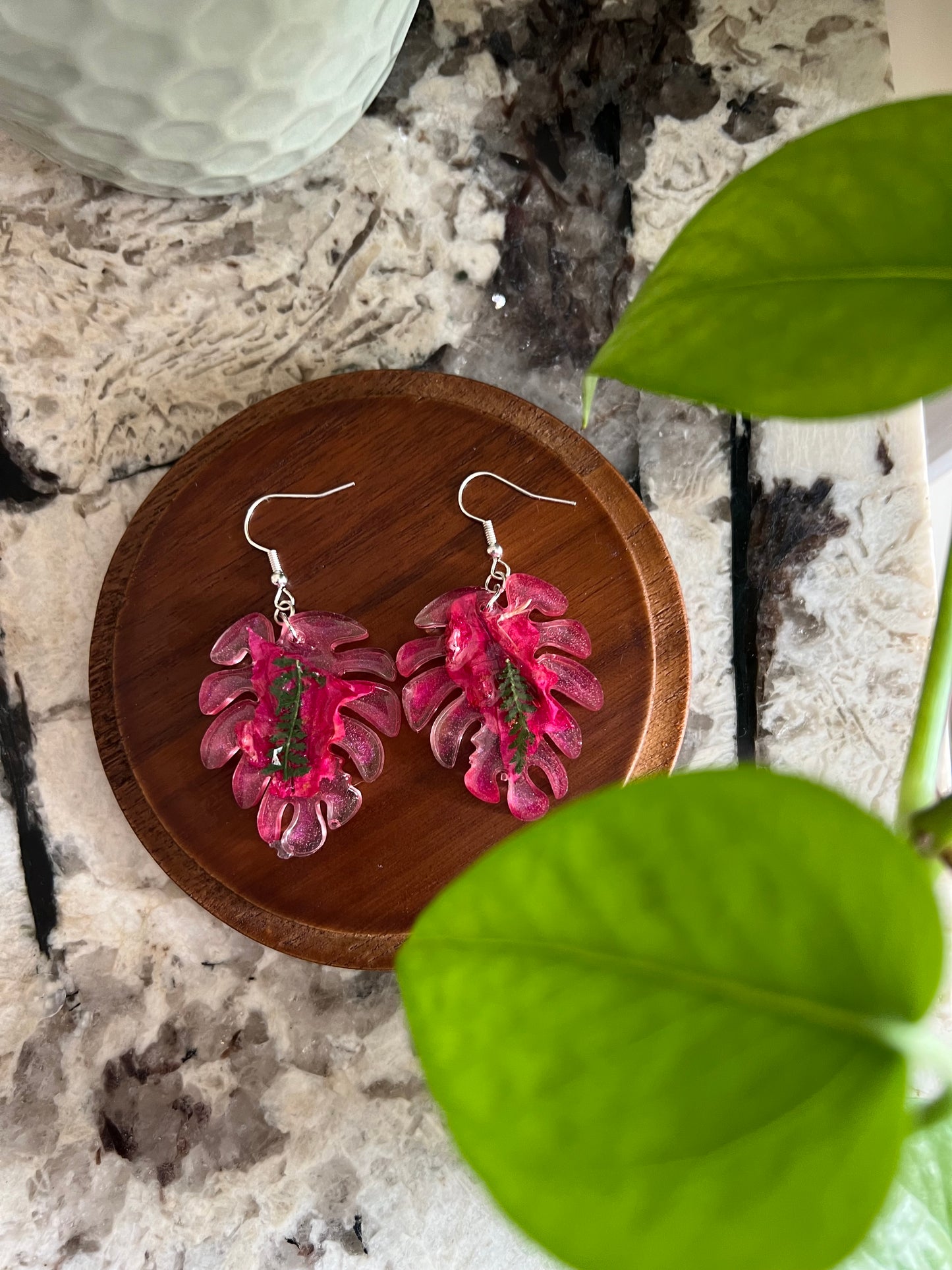 Bougainvillea & Fern 🌿Earrings