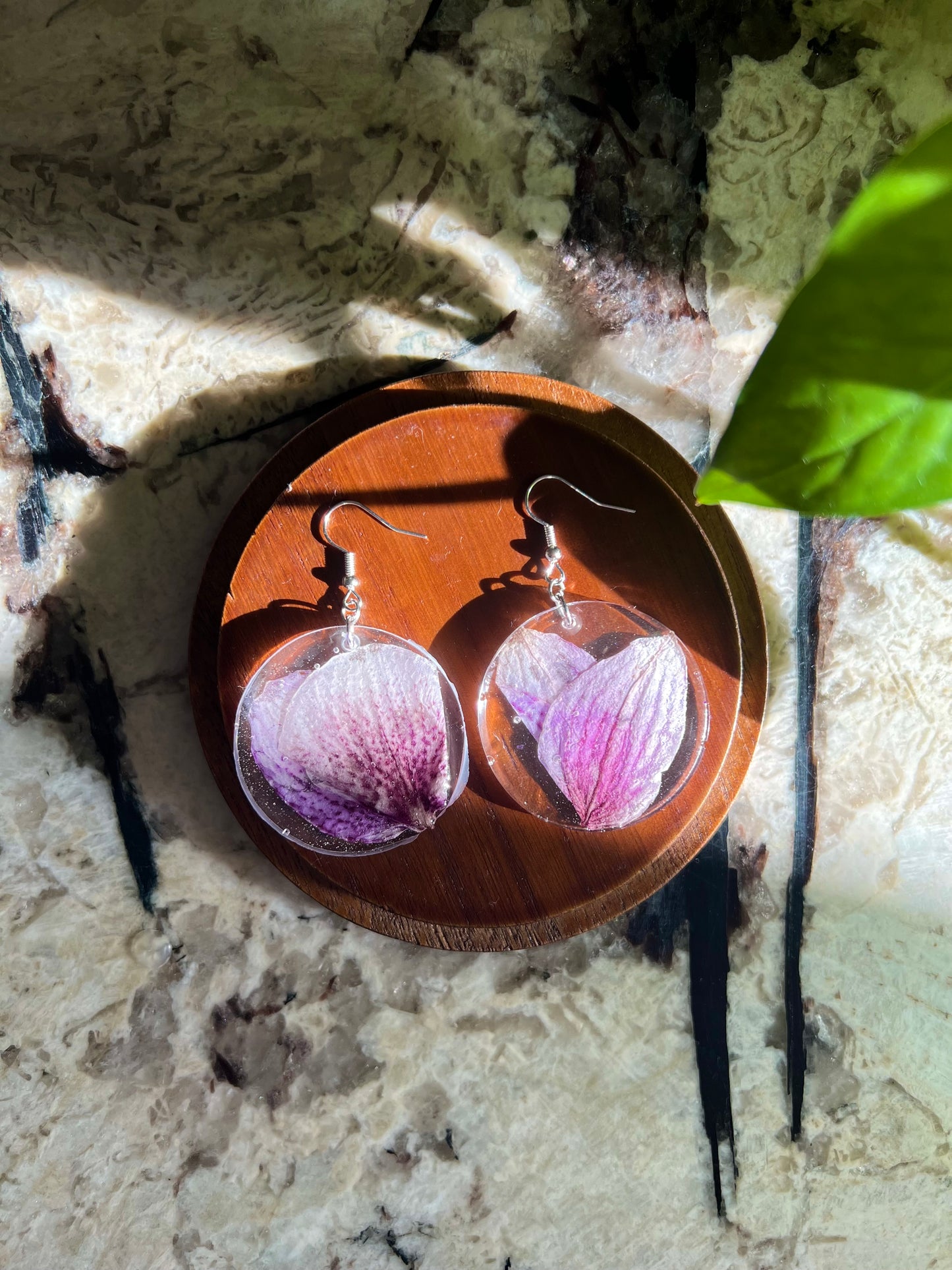 Purple Orchid Leaf Earrings 💜✨