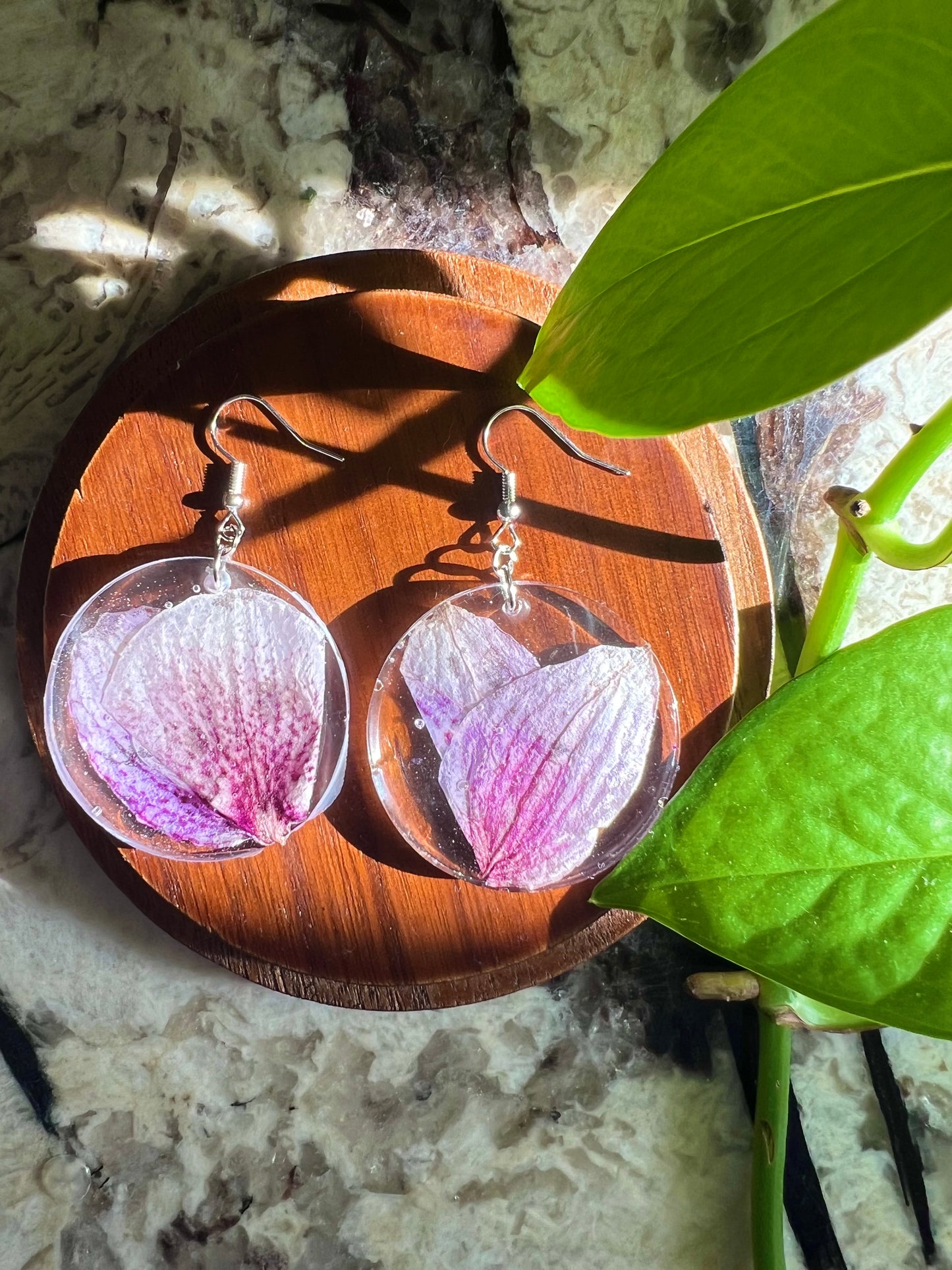Purple Orchid Leaf Earrings 💜✨
