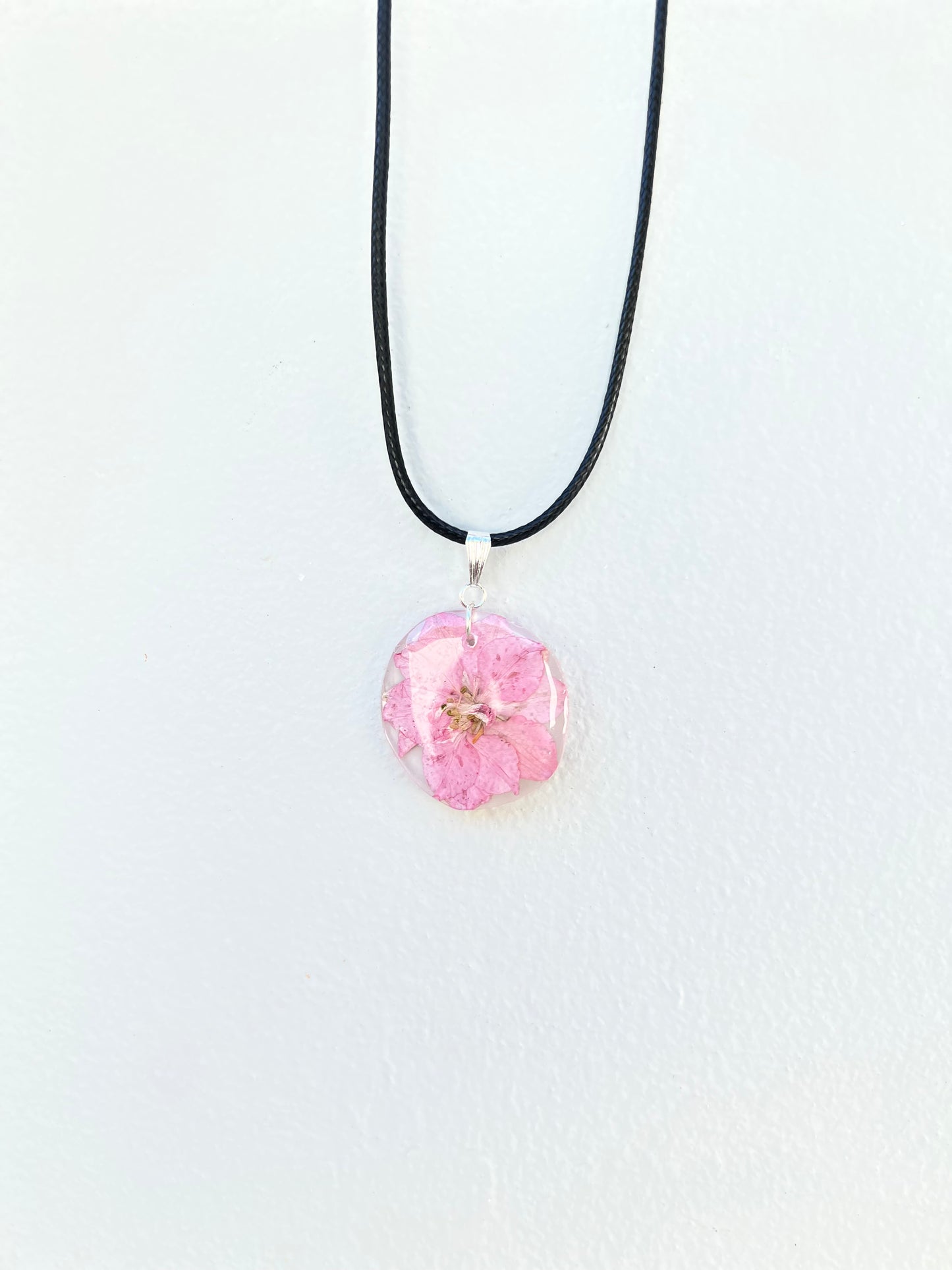 Sweet Pink Larkspur Necklace 🌸